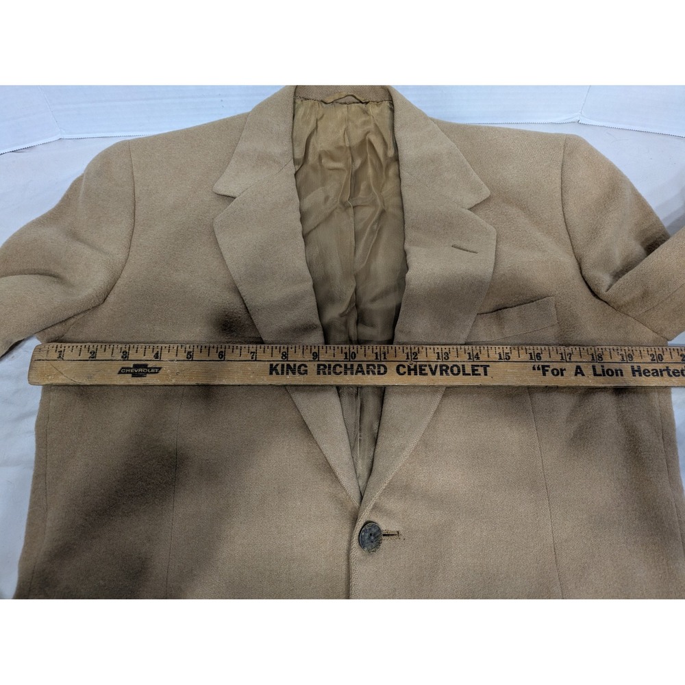Oxxford Clothes Barneys NY Pure Camel Hair Blazer Tan Mens 38 40 Exmoor VTG FLAW - Picture 4 of 16